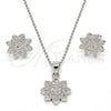 Juego de Arete y Dije de Adulto 10.174.0208 Plata Rodinada, Diseño de Flor, con Micro Pave Blanca, Pulido, Rodinado