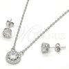 Juego de Arete y Dije de Adulto 10.186.0003 Plata Rodinada, con Blanca Zirconia Cubica, Pulido, Rodinado