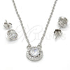Juego de Arete y Dije de Adulto 10.186.0003 Plata Rodinada, con Blanca Zirconia Cubica, Pulido, Rodinado