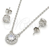 Juego de Arete y Dije de Adulto 10.186.0003 Plata Rodinada, con Blanca Zirconia Cubica, Pulido, Rodinado