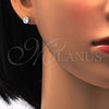 Juego de Arete y Dije de Adulto 10.186.0010 Plata Rodinada, con Micro Pave Blanca y Cristal Blanca, Pulido, Rodinado