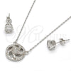 Juego de Arete y Dije de Adulto 10.186.0010 Plata Rodinada, con Micro Pave Blanca y Cristal Blanca, Pulido, Rodinado