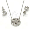 Juego de Arete y Dije de Adulto 10.186.0010 Plata Rodinada, con Micro Pave Blanca y Cristal Blanca, Pulido, Rodinado