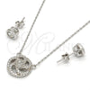 Juego de Arete y Dije de Adulto 10.186.0010 Plata Rodinada, con Micro Pave Blanca y Cristal Blanca, Pulido, Rodinado