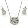 Juego de Arete y Dije de Adulto 10.186.0010 Plata Rodinada, con Micro Pave Blanca y Cristal Blanca, Pulido, Rodinado