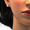 Juego de Arete y Dije de Adulto 10.186.0012 Plata Rodinada, Diseño de Delfín, con Zirconia Cubica Blanca, Pulido, Rodinado