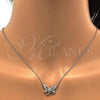 Juego de Arete y Dije de Adulto 10.186.0015 Plata Rodinada, Diseño de Mariposa, con Zirconia Cubica Blanca y Micro Pave Blanca, Pulido, Rodinado