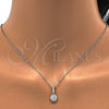 Juego de Arete y Dije de Adulto 10.275.0008 Plata Rodinada, con Micro Pave Blanca y Cristal Blanca, Pulido, Rodinado