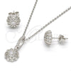 Juego de Arete y Dije de Adulto 10.275.0008 Plata Rodinada, con Micro Pave Blanca y Cristal Blanca, Pulido, Rodinado