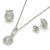 Juego de Arete y Dije de Adulto 10.275.0008 Plata Rodinada, con Micro Pave Blanca y Cristal Blanca, Pulido, Rodinado