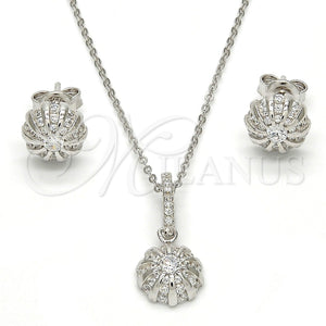 Juego de Arete y Dije de Adulto 10.275.0008 Plata Rodinada, con Blanca Micro Pave and Blanca Cristal, Pulido, Rodinado