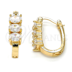 Argolla Pequeña 02.210.0027.15 Oro Laminado, con Blanca Zirconia Cubica, Pulido, Tono Dorado