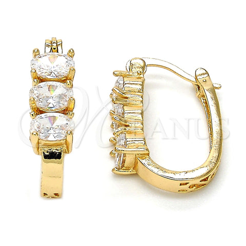Argolla Pequeña 02.210.0027.15 Oro Laminado, con Blanca Zirconia Cubica, Pulido, Tono Dorado