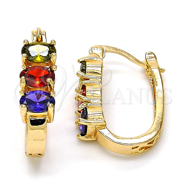 Argolla Pequeña 02.210.0027.1.15 Oro Laminado, con Multicolor Zirconia Cubica, Pulido, Tono Dorado