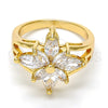 Anillo Multi Piedra 01.210.0012.08 Oro Laminado, Diseño de Flor, con Blanca Zirconia Cubica, Pulido, Tono Dorado (Size 8)