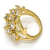 Anillo Multi Piedra 01.210.0016.07 Oro Laminado, Diseño de Flor, con Blanca Zirconia Cubica, Pulido, Tono Dorado (Size 7)