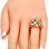 Anillo Multi Piedra 01.210.0016.09 Oro Laminado, Diseño de Flor, con Blanca Zirconia Cubica, Pulido, Tono Dorado (Size 9)