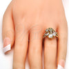 Anillo Multi Piedra 01.210.0023.07 Oro Laminado, Diseño de Gota, con Blanca Zirconia Cubica, Pulido, Tono Dorado (Size 7)