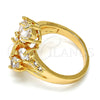 Anillo Multi Piedra 01.210.0023.08 Oro Laminado, Diseño de Gota, con Blanca Zirconia Cubica, Pulido, Tono Dorado (Size 8)