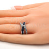 Anillo Multi Piedra 01.210.0045.5.09 Rodio Laminado, con Zirconia Cubica Zafiro Azul y Blanca, Pulido, Rodinado (Tamaño 9)
