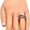 Anillo Multi Piedra 01.210.0045.5.09 Rodio Laminado, con Zirconia Cubica Zafiro Azul y Blanca, Pulido, Rodinado (Tamaño 9)