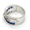 Anillo Multi Piedra 01.210.0045.5.09 Rodio Laminado, con Zirconia Cubica Zafiro Azul y Blanca, Pulido, Rodinado (Tamaño 9)