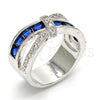 Anillo Multi Piedra 01.210.0045.5.09 Rodio Laminado, con Zirconia Cubica Zafiro Azul y Blanca, Pulido, Rodinado (Tamaño 9)