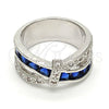 Anillo Multi Piedra 01.210.0045.5.09 Rodio Laminado, con Zirconia Cubica Zafiro Azul y Blanca, Pulido, Rodinado (Tamaño 9)