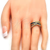 Anillo Multi Piedra 01.210.0045.6.09 Oro Laminado, con Amatista and Blanca Zirconia Cubica, Pulido, Tono Dorado (Size 9)