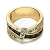 Anillo Multi Piedra 01.210.0045.6.09 Oro Laminado, con Amatista and Blanca Zirconia Cubica, Pulido, Tono Dorado (Size 9)