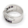 Anillo Multi Piedra 01.210.0045.7.09 Rodio Laminado, con Zirconia Cubica Amatista y Blanca, Pulido, Rodinado (Tamaño 9)
