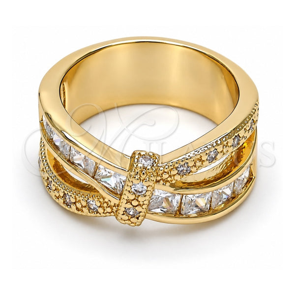 Anillo Multi Piedra 01.210.0045.8.08 Oro Laminado, con Blanca Zirconia Cubica, Pulido, Tono Dorado (Size 8)