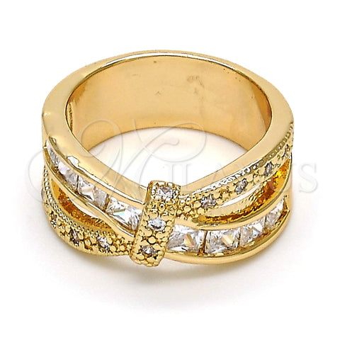 Anillo Multi Piedra 01.210.0045.8.08 Oro Laminado, con Blanca Zirconia Cubica, Pulido, Tono Dorado (Size 8)