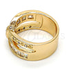 Anillo Multi Piedra 01.210.0045.8.09 Oro Laminado, con Blanca Zirconia Cubica, Pulido, Tono Dorado (Size 9)