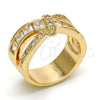 Anillo Multi Piedra 01.210.0045.8.09 Oro Laminado, con Blanca Zirconia Cubica, Pulido, Tono Dorado (Size 9)
