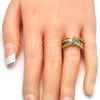 Anillo Multi Piedra 01.210.0045.8.09 Oro Laminado, con Blanca Zirconia Cubica, Pulido, Tono Dorado (Size 9)