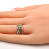 Anillo Multi Piedra 01.210.0045.10.08 Oro Laminado, con Rosa Zirconia Cubica, Pulido, Tono Dorado (Size 8)