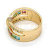 Anillo Multi Piedra 01.210.0045.10.08 Oro Laminado, con Rosa Zirconia Cubica, Pulido, Tono Dorado (Size 8)