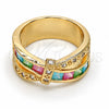 Anillo Multi Piedra 01.210.0045.10.08 Oro Laminado, con Rosa Zirconia Cubica, Pulido, Tono Dorado (Size 8)