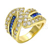 Anillo Multi Piedra 01.99.0100.2.09 Oro Laminado, con Tanzanita and Blanca Zirconia Cubica, Pulido, Tono Dorado (Size 9)