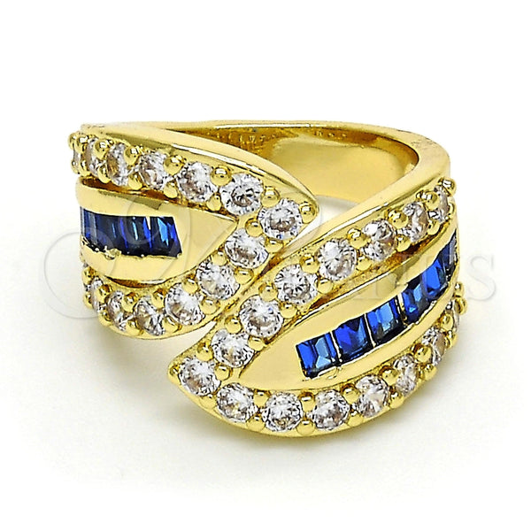 Anillo Multi Piedra 01.99.0100.2.09 Oro Laminado, con Tanzanita and Blanca Zirconia Cubica, Pulido, Tono Dorado (Size 9)