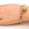 Pulsera de Dije 03.63.1756.08.GT Tono Dorado, Diseño de Cascavel y Llave Griega, Pulido, Tono Dorado (160 Gauge, 06 MM Thickness, 8 Inches Length)
