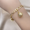 Pulsera de Dije 03.63.1756.08.GT Tono Dorado, Diseño de Cascavel y Llave Griega, Pulido, Tono Dorado (160 Gauge, 06 MM Thickness, 8 Inches Length)