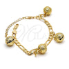 Pulsera de Dije 03.63.1756.08.GT Tono Dorado, Diseño de Cascavel y Llave Griega, Pulido, Tono Dorado (160 Gauge, 06 MM Thickness, 8 Inches Length)