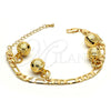 Pulsera de Dije 03.63.1756.08.GT Tono Dorado, Diseño de Cascavel y Llave Griega, Pulido, Tono Dorado (160 Gauge, 06 MM Thickness, 8 Inches Length)
