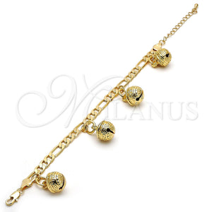 Pulsera de Dije 03.63.1756.08.GT Tono Dorado, Diseño de Cascavel y Llave Griega, Pulido, Tono Dorado (160 Gauge, 06 MM Thickness, 8 Inches Length)