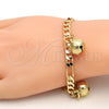 Pulsera de Dije 03.63.1755.08.GT Tono Dorado, Diseño de Cascavel y Elefante, Pulido, Tono Dorado (160 Gauge, 06 MM Thickness, 8 Inches Length)