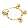 Pulsera de Dije 03.63.1755.08.GT Tono Dorado, Diseño de Cascavel y Elefante, Pulido, Tono Dorado (160 Gauge, 06 MM Thickness, 8 Inches Length)