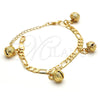 Pulsera de Dije 03.63.1777.08.GT Tono Dorado, Diseño de Cascavel y Llave Griega, Pulido, Tono Dorado (160 Gauge, 06 MM Thickness, 8 Inches Length)