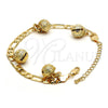 Pulsera de Dije 03.63.1777.08.GT Tono Dorado, Diseño de Cascavel y Llave Griega, Pulido, Tono Dorado (160 Gauge, 06 MM Thickness, 8 Inches Length)